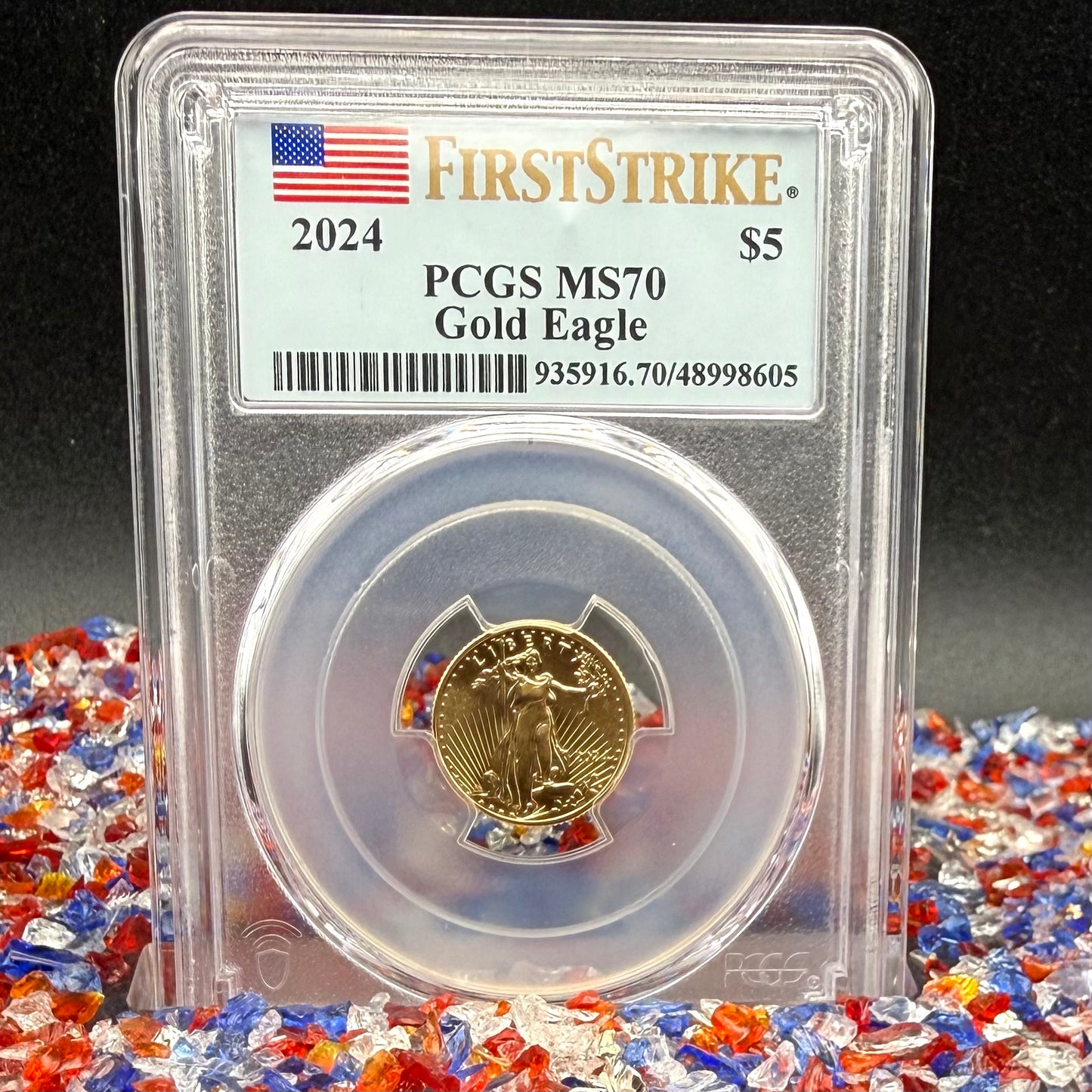 2024 $5 American Gold Eagle PCGS MS70 First Strike Flag Label (Rare 1 of 1,232)