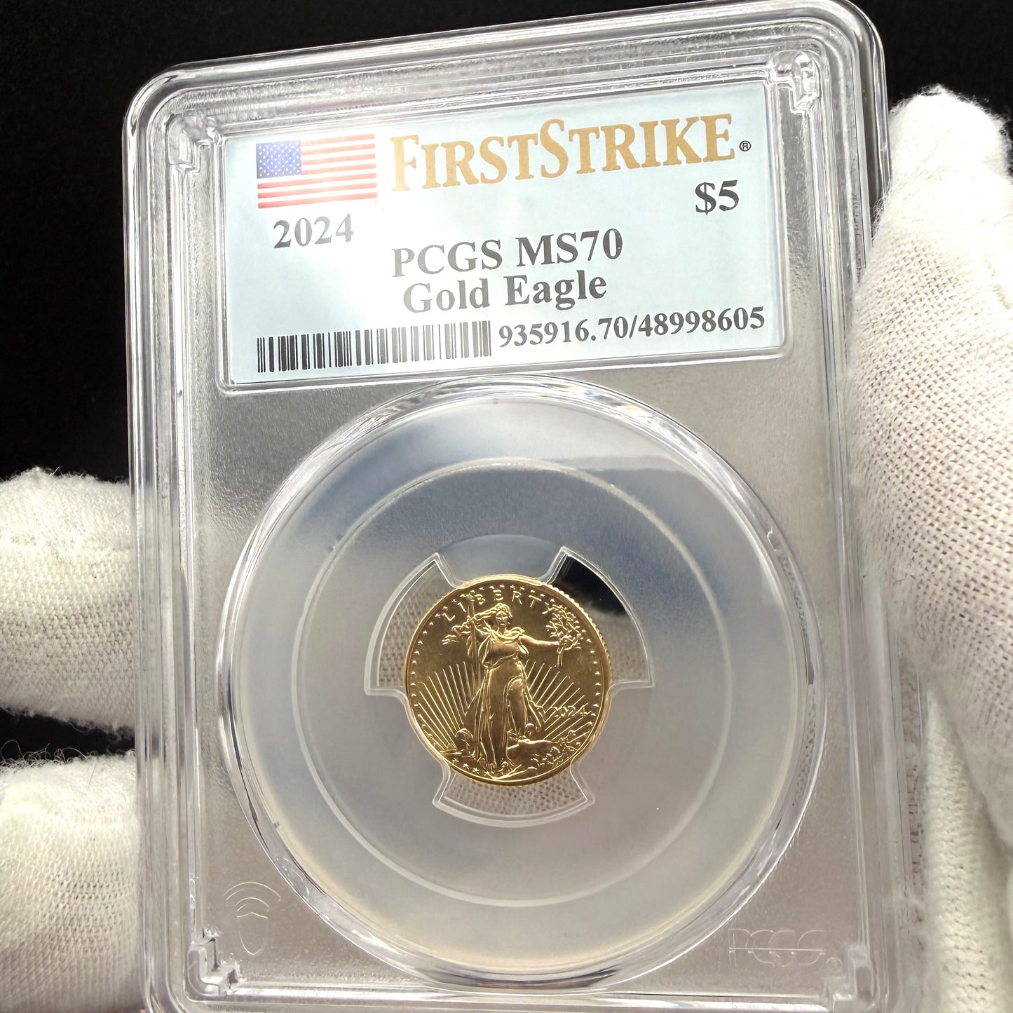 2024 $5 American Gold Eagle PCGS MS70 First Strike Flag Label (Rare 1 of 1,232)