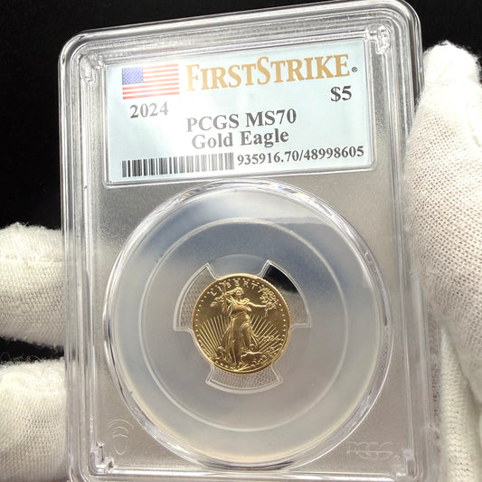 2024 $5 American Gold Eagle PCGS MS70 First Strike Flag Label (Rare 1 of 1,232)