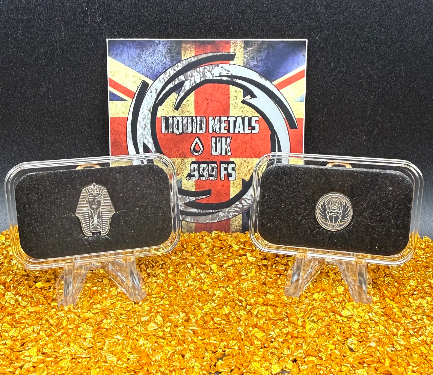 1/1333 OZT 24K GOLD 3 x 1/4 IDAHO GOLDBACK AURUM NOTES ALPHA & King Tut + Scarab Silver Art Bars (Rare 1 of 100) Mint
