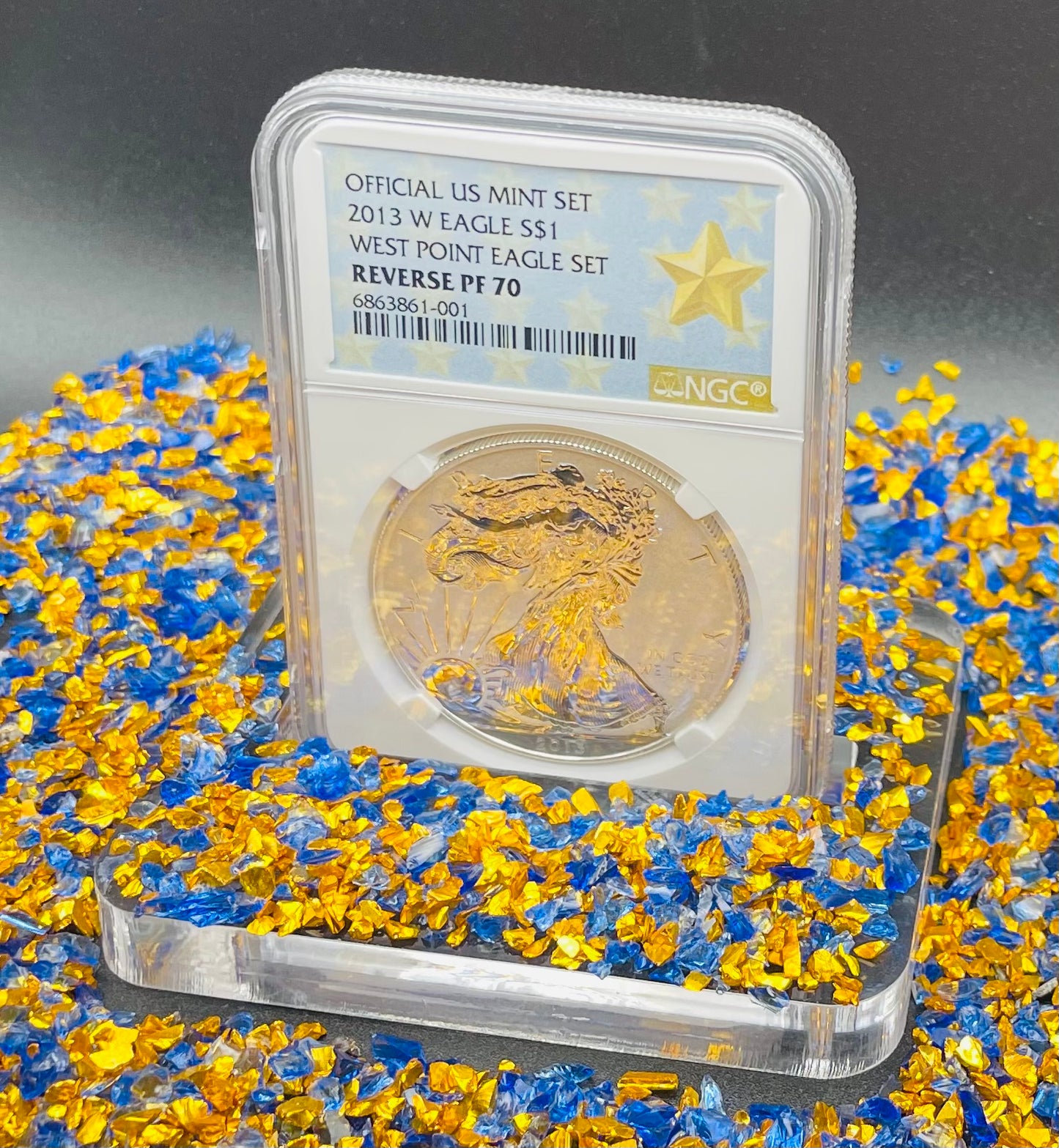 Reverse Proof 2013 (W) $1 American Silver Eagle NGC PF70 OFFICIAL US MINT SET Original West Point Gold Star Label Rare Mint Condition
