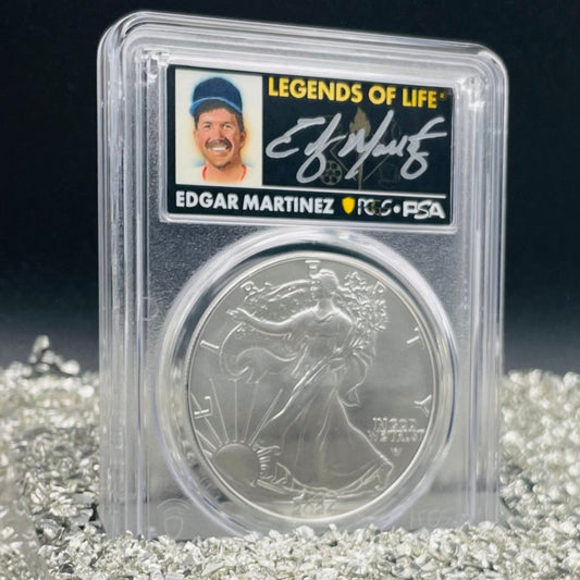 2024 $1 American Silver Eagle PCGS MS70 FDOI Legends of Life MLB Hall of Fame Edgar Martinez Signed Label Mint Condition (Rare 1 of 15)