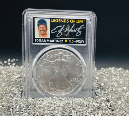 2024 $1 American Silver Eagle PCGS MS70 FDOI Legends of Life MLB Hall of Fame Edgar Martinez Signed Label Mint Condition (Rare 1 of 15)