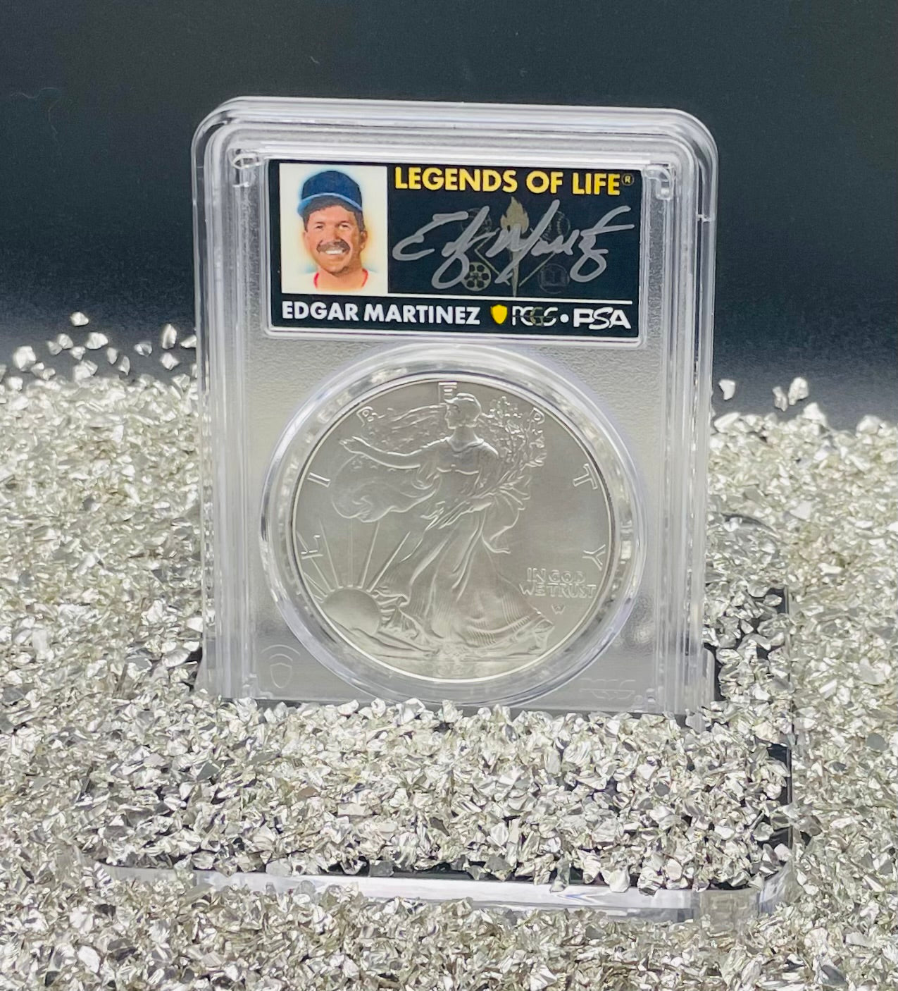 2024 $1 American Silver Eagle PCGS MS70 FDOI Legends of Life MLB Hall of Fame Edgar Martinez Signed Label Mint Condition (Rare 1 of 15)