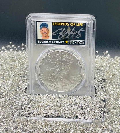 2024 $1 American Silver Eagle PCGS MS70 FDOI Legends of Life MLB Hall of Fame Edgar Martinez Signed Label Mint Condition (Rare 1 of 15)