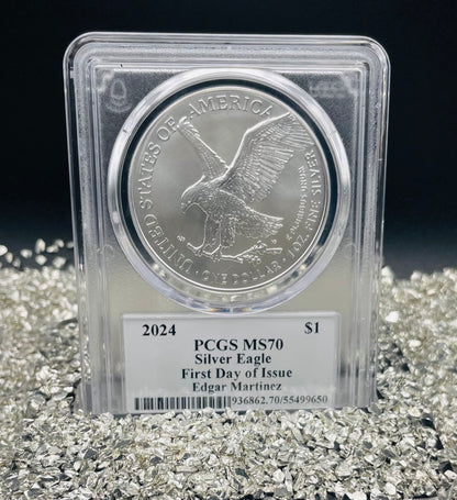 2024 $1 American Silver Eagle PCGS MS70 FDOI Legends of Life MLB Hall of Fame Edgar Martinez Signed Label Mint Condition (Rare 1 of 15)