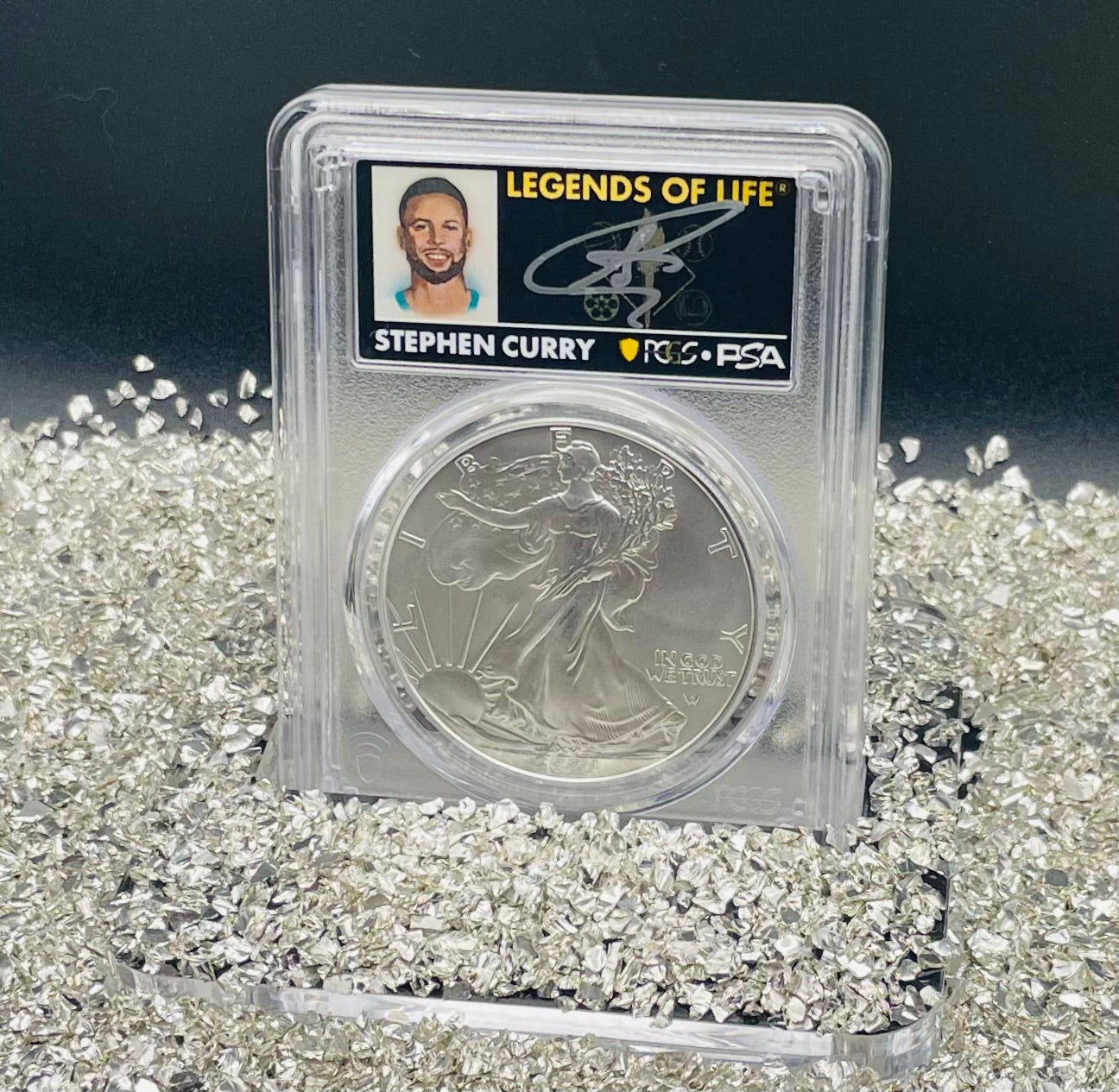 2024 $1 American Silver Eagle PCGS MS70 FDOI Legends of Life NBA Hall of Fame Stephen Curry Signed Label Mint Condition (Rare 1 of 20)