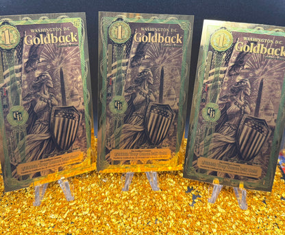 1/333 OZT 24K GOLD WASHINGTON DC GOLDBACK AURUM NOTES ALPHA + SLEEVE