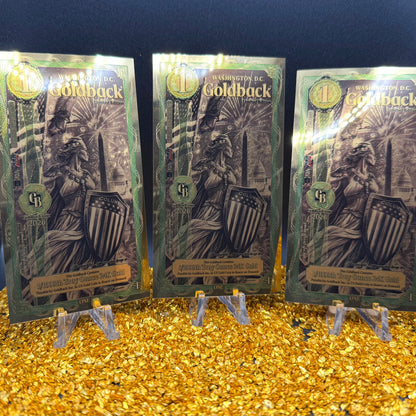 1/333 OZT 24K GOLD WASHINGTON DC GOLDBACK AURUM NOTES ALPHA + SLEEVE