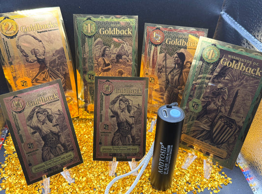 1/200 OZT 24K WASHINGTON DC, IDAHO AURUM NOTES ALPHA + SLEEVE + UV LIGHT