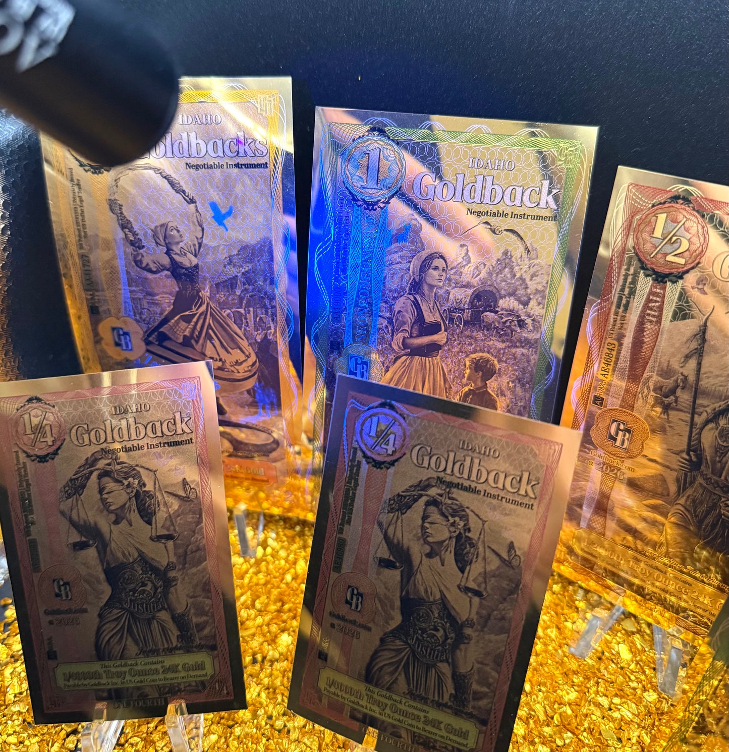 1/200 OZT 24K WASHINGTON DC, IDAHO AURUM NOTES ALPHA + SLEEVE + UV LIGHT