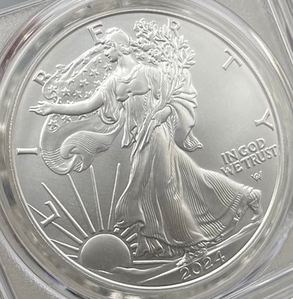 2024 $1 American Silver Eagle PCGS MS70 FDOI Legends of Life NBA Hall of Fame Giannis Antetokounmpo Signed Label (Rare 1 of 20)