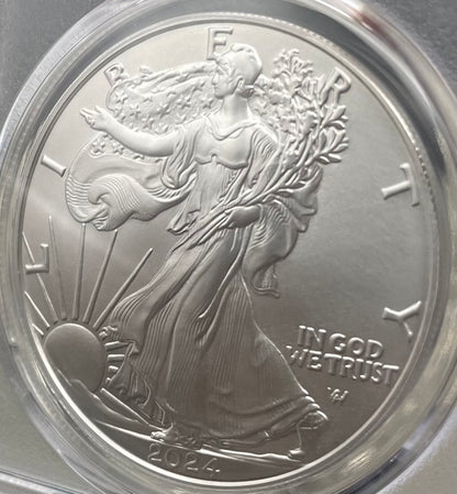 2024 $1 American Silver Eagle PCGS MS70 FDOI Legends of Life NBA Hall of Fame Giannis Antetokounmpo Signed Label (Rare 1 of 20)