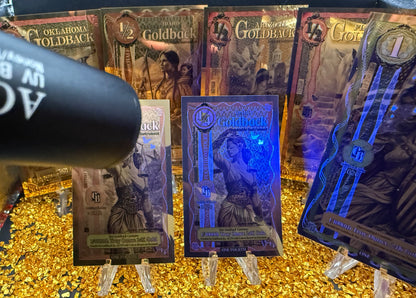 1/285 OZT 24K WASHINGTON DC, ARIZONA, FLORIDA, OKLAHOMA, IDAHO AURUM NOTES ALPHA + SLEEVE + UV LIGHT