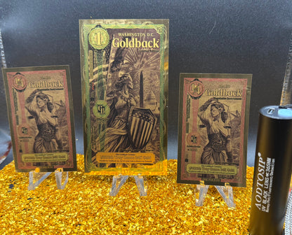 1/666 OZT 24K 1x1 WASHINGTON DC 2 x 1/4 IDAHO GOLDBACK AURUM NOTE ALPHA UV LIGHT