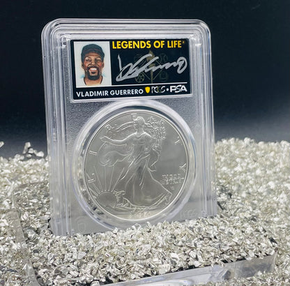 2024 $1 American Silver Eagle PCGS MS70 FDOI Legends of Life MLB Hall of Fame Vladimir Guerrero Signed Label Mint Condition (Rare 1 of 15)