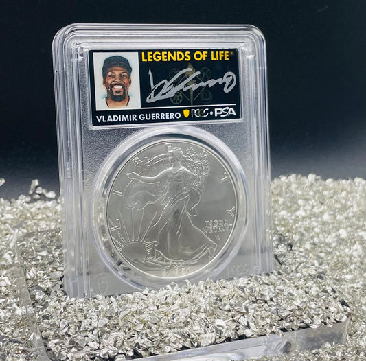 2024 $1 American Silver Eagle PCGS MS70 FDOI Legends of Life MLB Hall of Fame Vladimir Guerrero Signed Label Mint Condition (Rare 1 of 15)