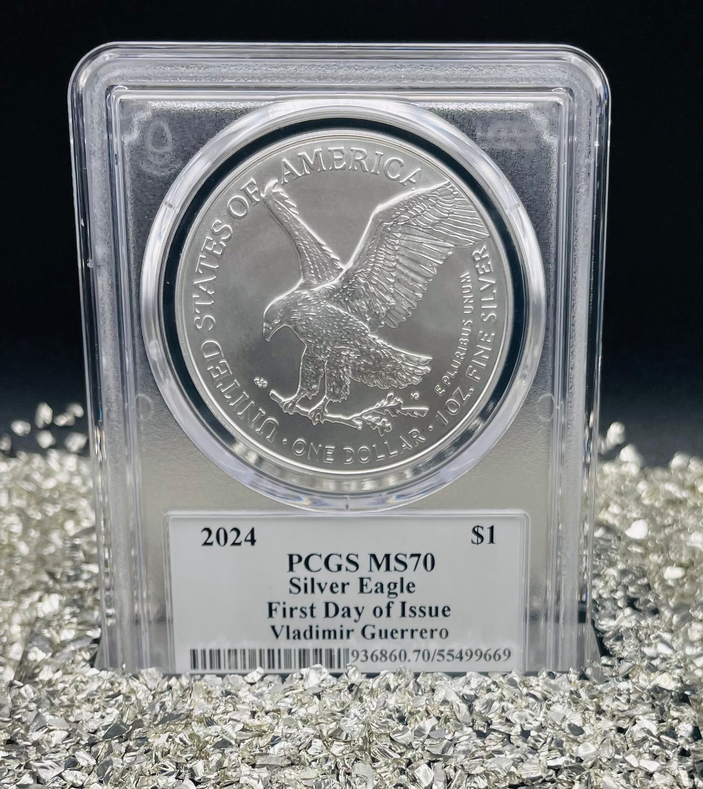 2024 $1 American Silver Eagle PCGS MS70 FDOI Legends of Life MLB Hall of Fame Vladimir Guerrero Signed Label Mint Condition (Rare 1 of 15)