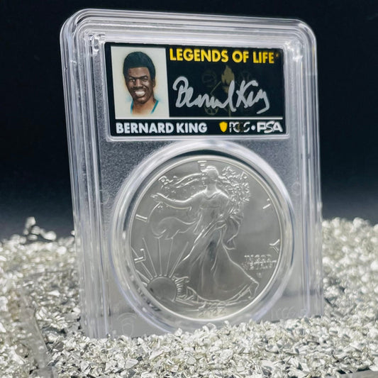 2024 $1 American Silver Eagle PCGS MS70 FDOI Legends of Life NBA Hall of Fame Bernard King Signed Label Mint Condition (Rare 1 of 15)