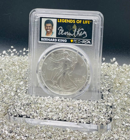 2024 $1 American Silver Eagle PCGS MS70 FDOI Legends of Life NBA Hall of Fame Bernard King Signed Label Mint Condition (Rare 1 of 15)