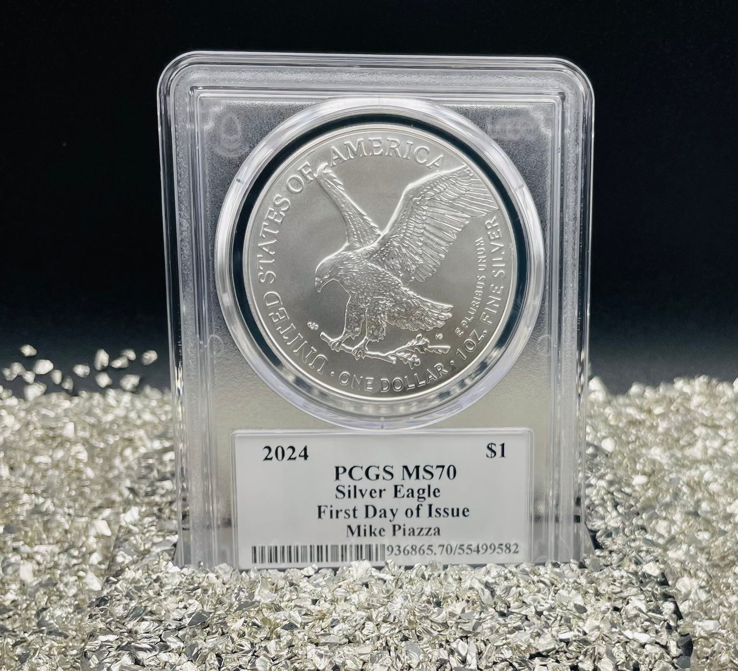 2024 $1 American Silver Eagle PCGS MS70 FDOI Legends of Life MLB Hall of Fame Mike Piazza Signed Label Mint Condition (Rare 1 of 15)