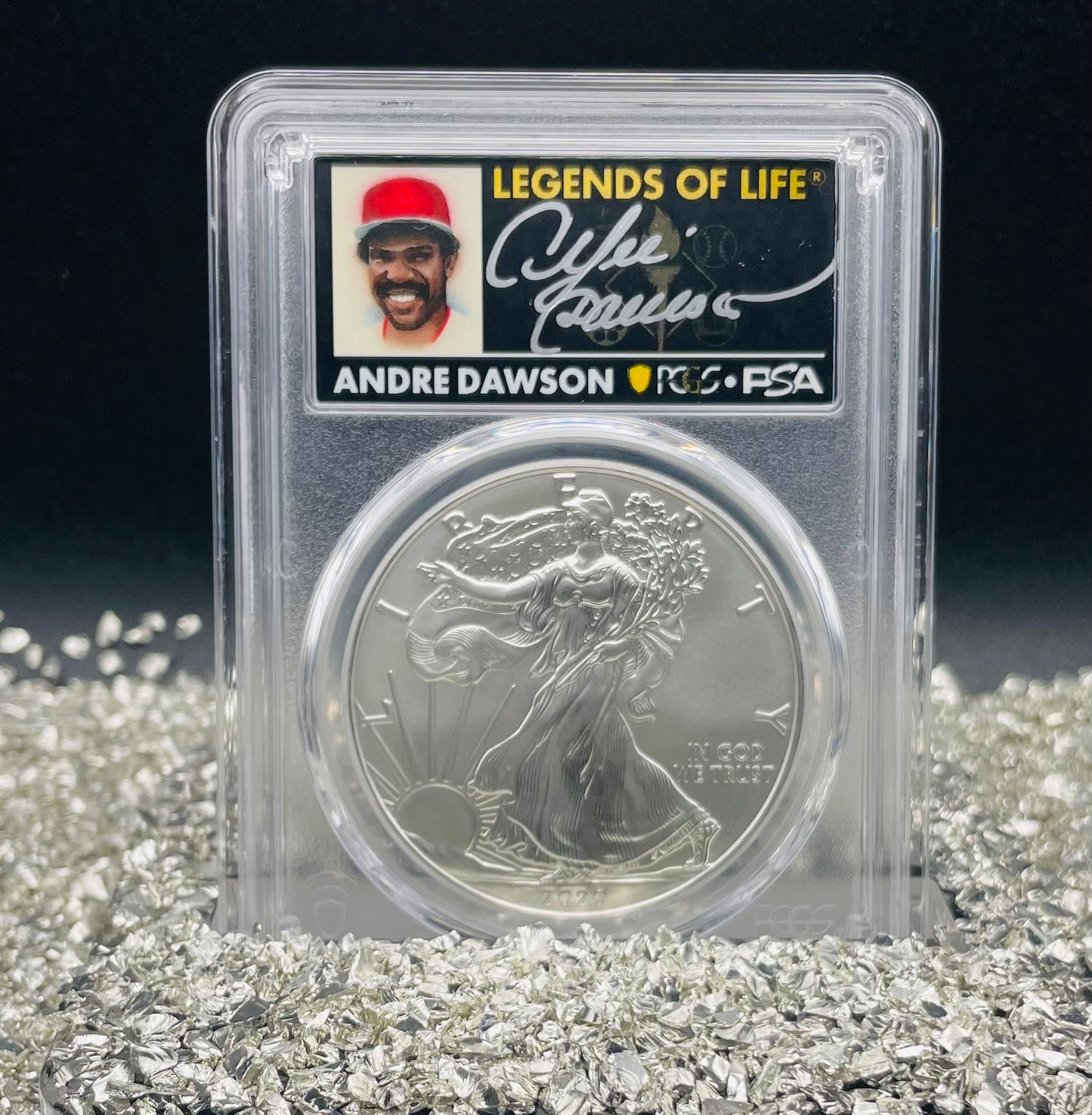 2020 $1 American Silver Eagle PCGS MS70 First Strike Legends of Life MLB Hall of Fame Andre Dawson Signed Label Mint Condition (1 of 35)