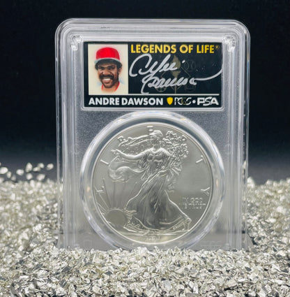 2020 $1 American Silver Eagle PCGS MS70 First Strike Legends of Life MLB Hall of Fame Andre Dawson Signed Label Mint Condition (1 of 35)