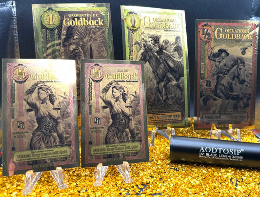 1/333 OZT 24K OKLAHOMA, WASHINGTON DC, IDAHO AURUM NOTES ALPHA + SLEEVE + UV LIGHT