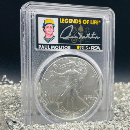 2024 $1 American Silver Eagle PCGS MS70 FDOI Legends of Life MLB Hall of Fame Paul Molitor Signed Label Mint Condition (Rare 1 of 15)