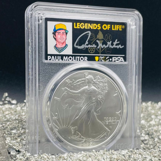 2024 $1 American Silver Eagle PCGS MS70 FDOI Legends of Life MLB Hall of Fame Paul Molitor Signed Label Mint Condition (Rare 1 of 15)