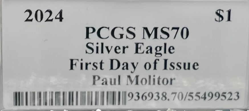 2024 $1 American Silver Eagle PCGS MS70 FDOI Legends of Life MLB Hall of Fame Paul Molitor Signed Label Mint Condition (Rare 1 of 15)