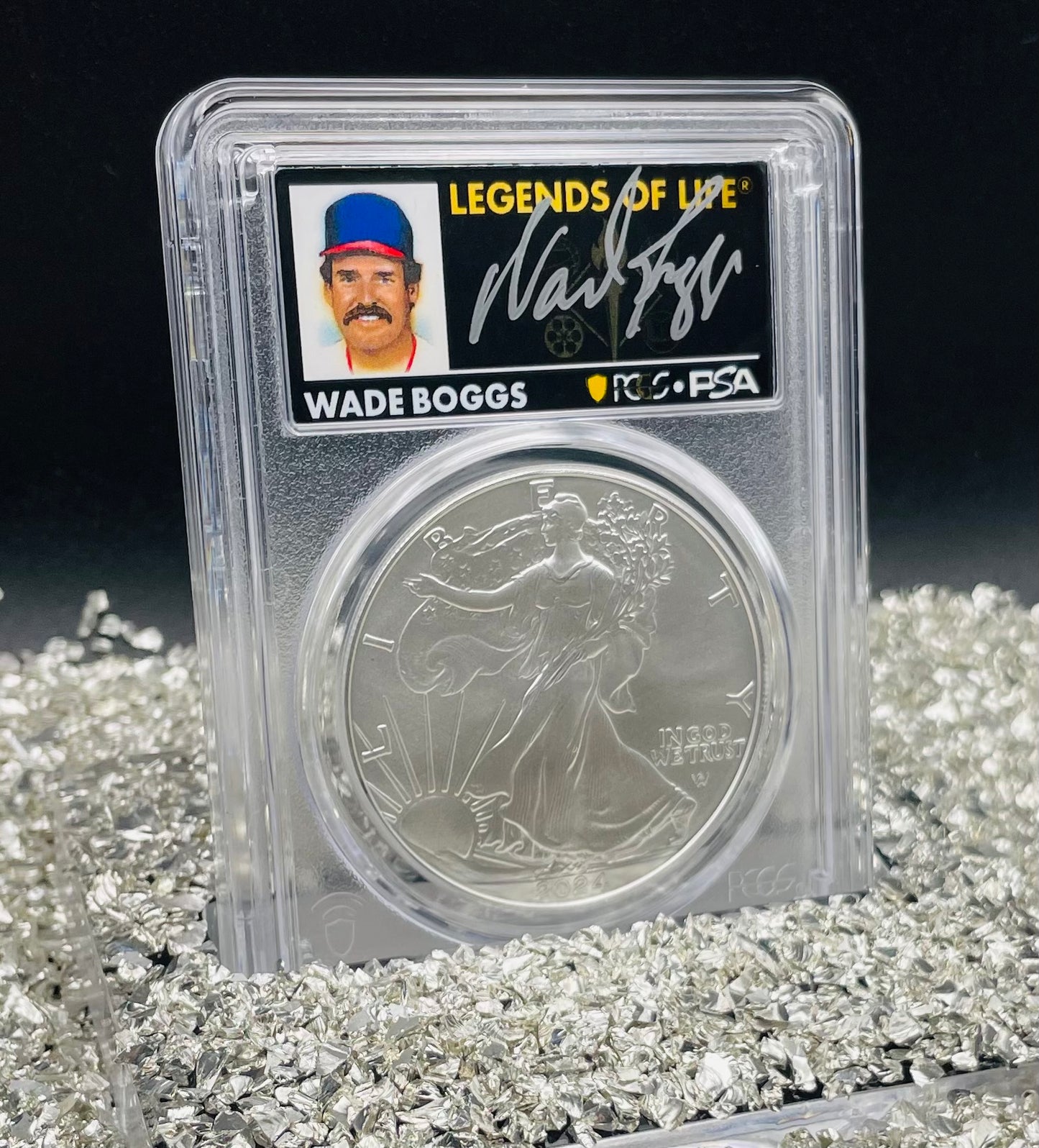 2024 $1 American Silver Eagle PCGS MS70 FDOI Legends of Life MLB Hall of Fame Wade Boggs Signed (Rare 1 of 15)