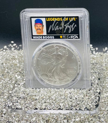 2024 $1 American Silver Eagle PCGS MS70 FDOI Legends of Life MLB Hall of Fame Wade Boggs Signed (Rare 1 of 15)