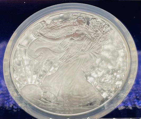 Proof 2003 (W) $1 American Silver Eagle NGC PF69 Trader Bea Private Issue Purple Foil New Holder Rare