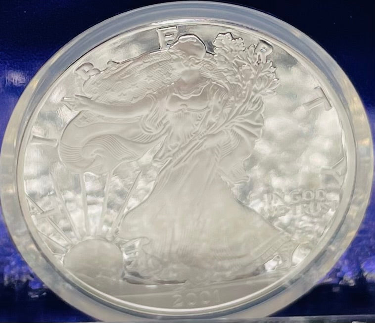 Proof 2001 (W) $1 American Silver Eagle NGC PF69 Trader Bea Private Issue Purple Foil Mint Condition Rare