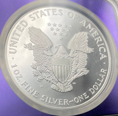 Proof 2001 (W) $1 American Silver Eagle NGC PF69 Trader Bea Private Issue Purple Foil Mint Condition Rare