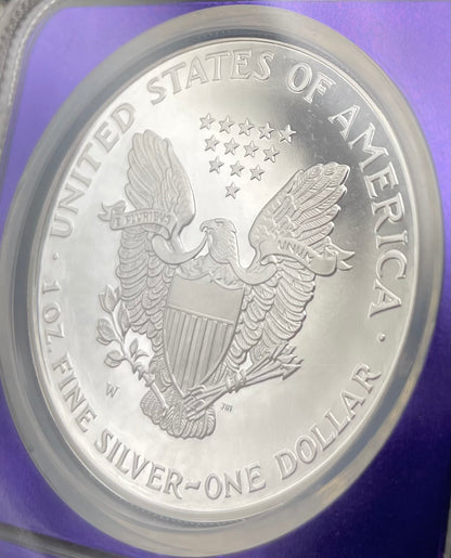Proof 2001 (W) $1 American Silver Eagle NGC PF69 Trader Bea Private Issue Purple Foil Mint Condition Rare