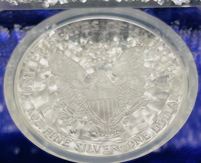 Proof 2003 (W) $1 American Silver Eagle NGC PF69 Trader Bea Private Issue Purple Foil Holder Rare