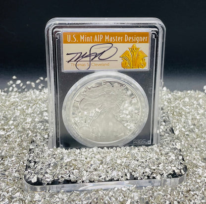 Proof 2019 (W) $1 American Silver Eagle PCGS PR70DCAM FDOI (Denver) Master Designer Cleveland Signed (1 of 213)