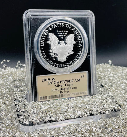 Proof 2019 (W) $1 American Silver Eagle PCGS PR70DCAM FDOI (Denver) Master Designer Cleveland Signed (1 of 213)