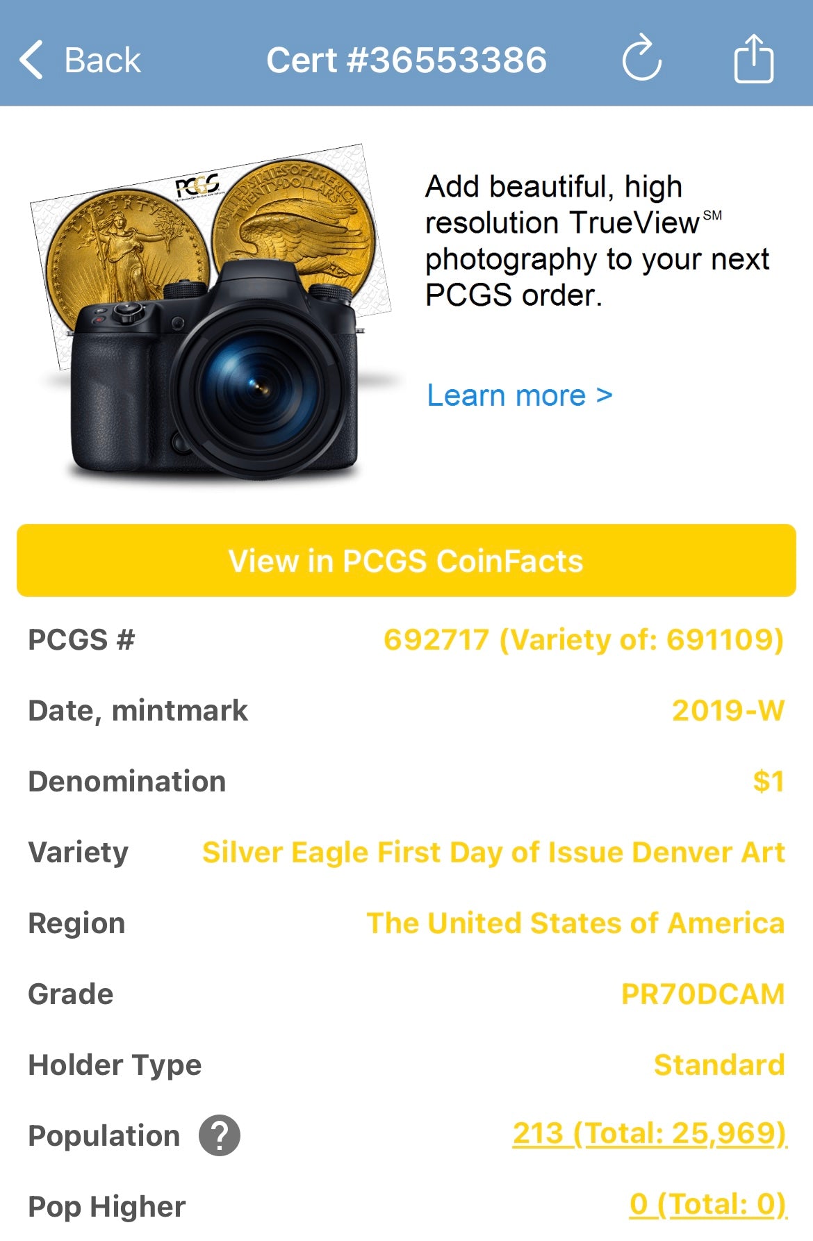 Proof 2019 (W) $1 American Silver Eagle PCGS PR70DCAM FDOI (Denver) Master Designer Cleveland Signed (1 of 213)