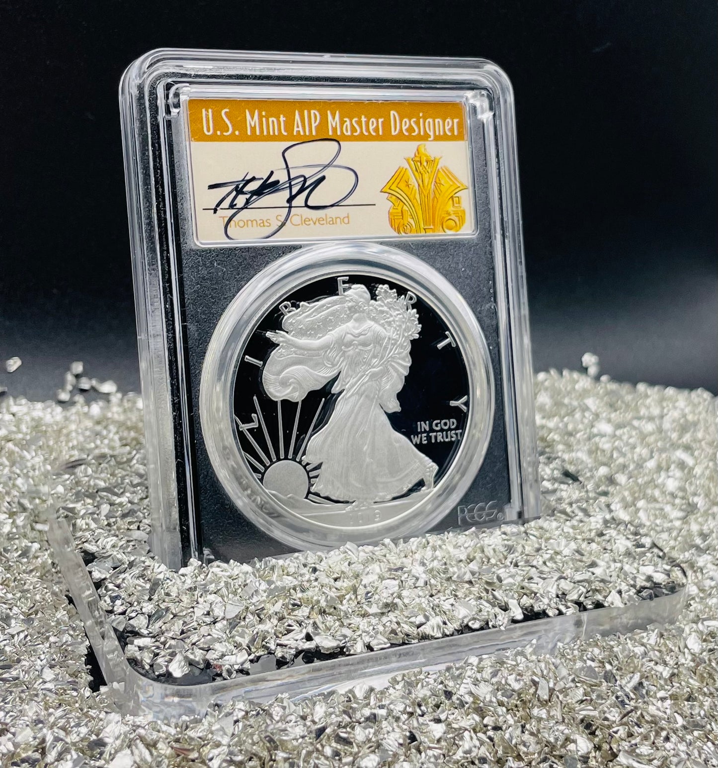 Proof 2019 (W) $1 American Silver Eagle PCGS PR70DCAM FDOI (Denver) Master Designer Cleveland Signed (1 of 213)