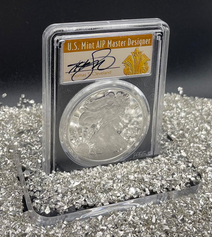 Proof 2019 (W) $1 American Silver Eagle PCGS PR70DCAM FDOI (Denver) Master Designer Cleveland Signed (1 of 213)