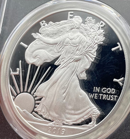 Proof 2019 (W) $1 American Silver Eagle PCGS PR70DCAM FDOI (Denver) Master Designer Cleveland Signed (1 of 213)