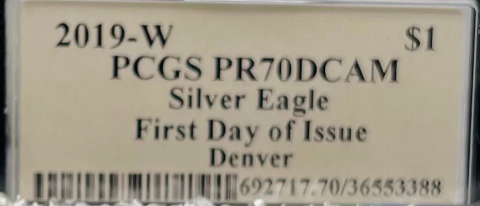 Proof 2019 (W) $1 American Silver Eagle PCGS PR70DCAM FDOI (Denver) Master Designer Cleveland Signed (1 of 213)
