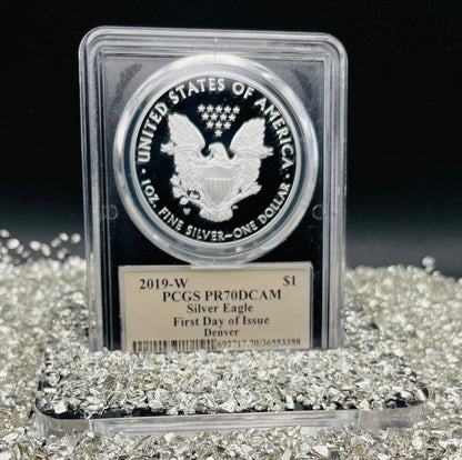 Proof 2019 (W) $1 American Silver Eagle PCGS PR70DCAM FDOI (Denver) Master Designer Cleveland Signed (1 of 213)