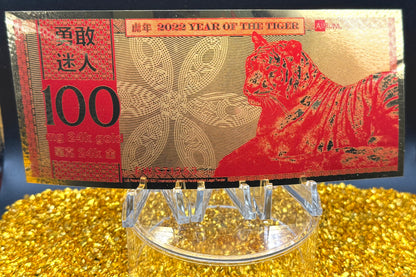 100 MG 24K GOLD 2022 YEAR OF THE TIGER GOLD AURUM NOTES ALPHA Rare! [Barcode FWS71253]