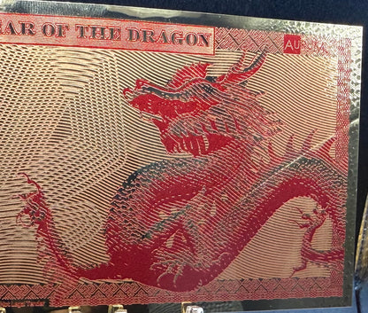 100 MG 24K GOLD 2024 YEAR OF THE Dragon GOLD AURUM NOTES ALPHA Rare! [Barcode AAC82042]