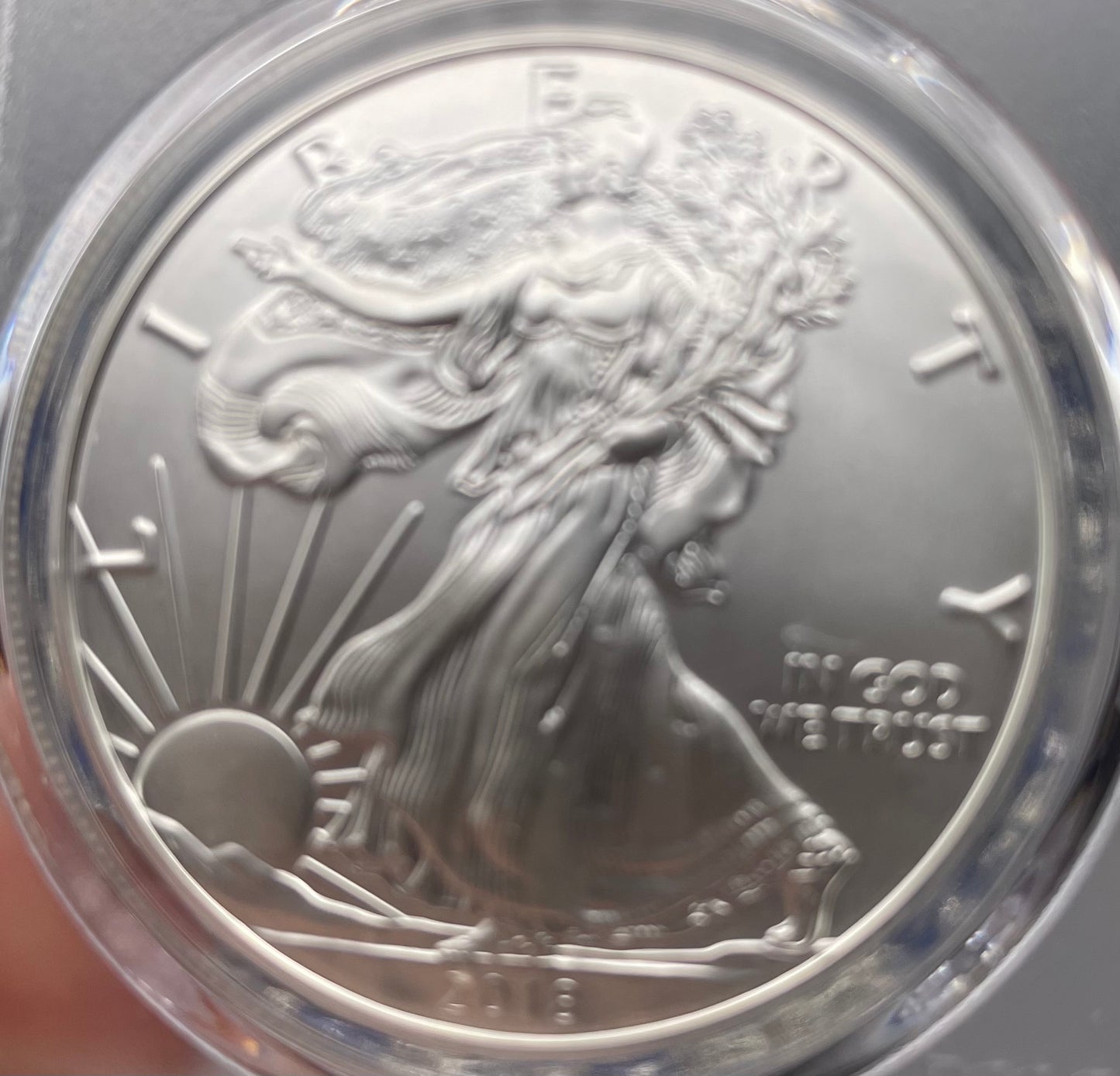 Burnished 2018 (W) $1 American Silver Eagle PCGS SP70 Early Issue Rare Blue Label (1 of 3,774)