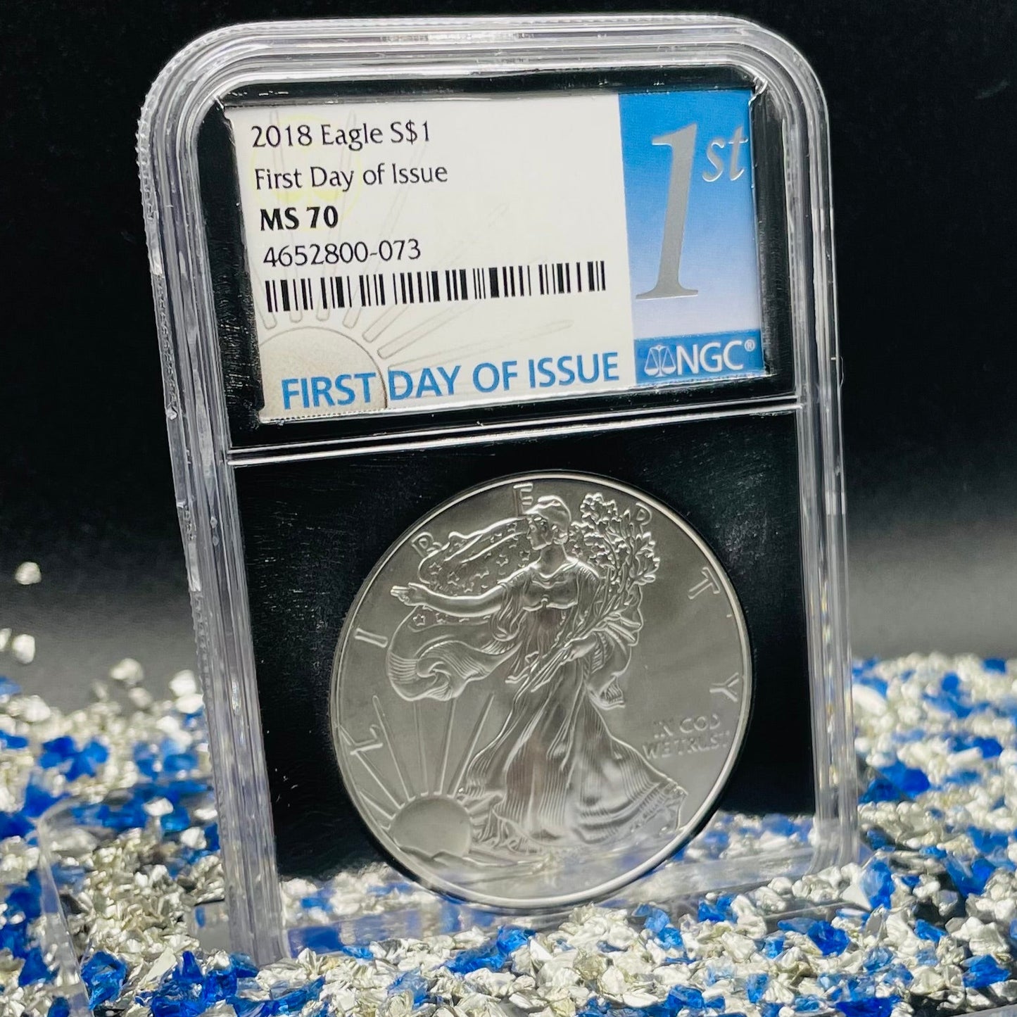 2018 $1 American Silver Eagle NGC MS70 First Day of Issue Rare Silver Foil Holder Low Mintage